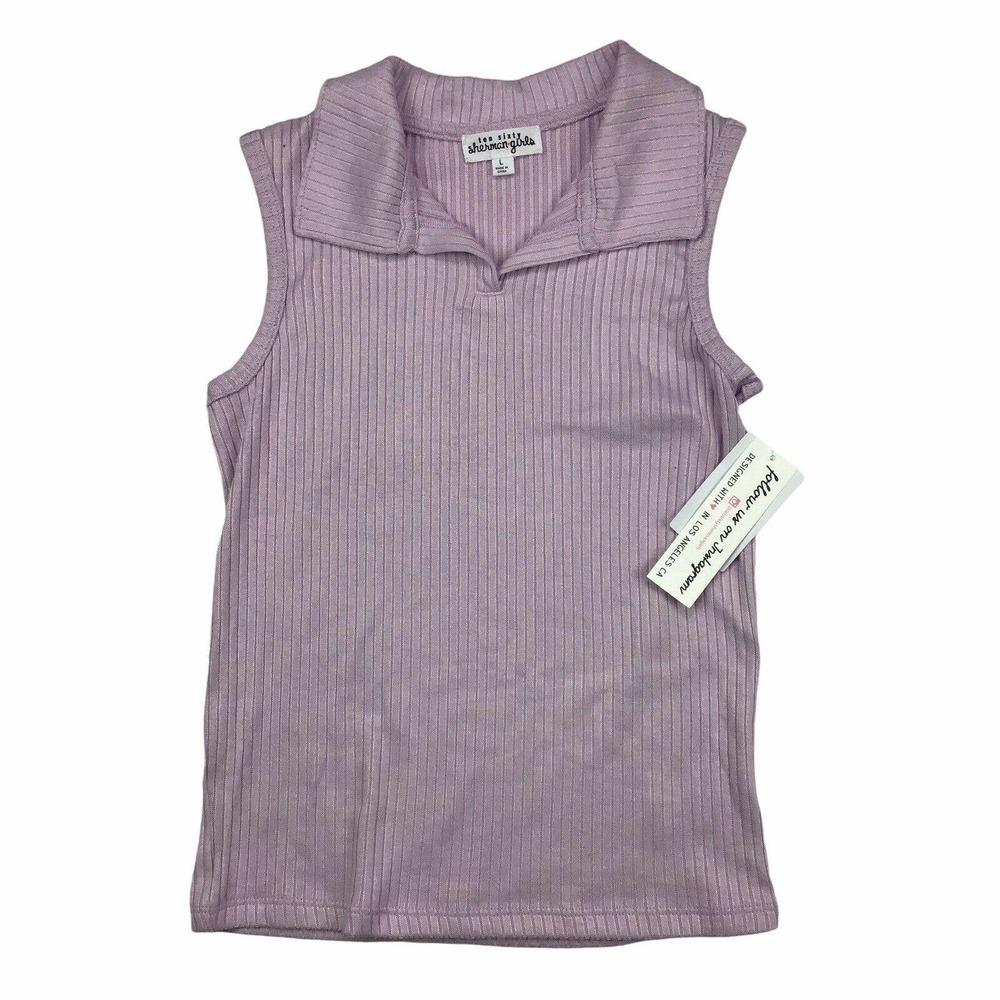 Ten Sixty Sherman Girls Sleeveless Ribbed Collared Junior Top Size Large Lilac